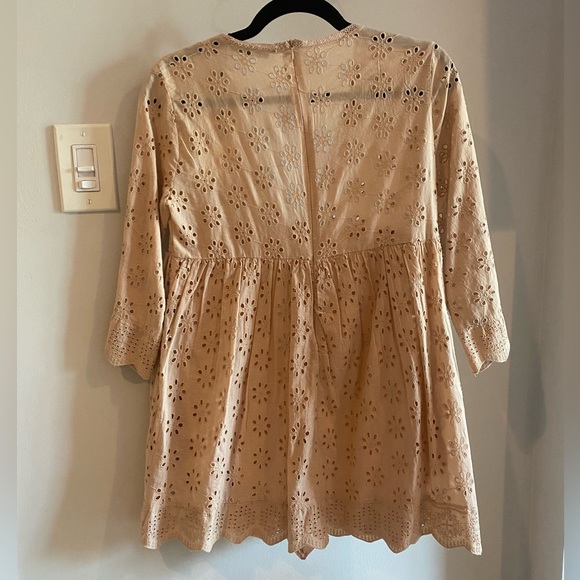 Zara TRF Collection Blush Pink Eyelet Empire Waist Babydoll Spring Romper Dress - Picture 6 of 9